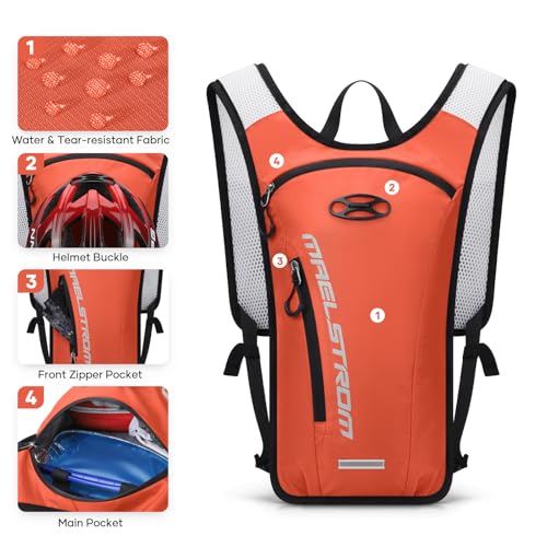 Maelstrom Hydration Backpack with 2L Water Bladder,Lightweight Running Vest - color: Orange