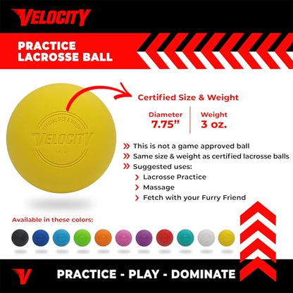 Velocity Lacrosse Balls - 1, 2, 3, 6, 12, 18, 24, 36, 60 and 120 Packs - for Practice, Official NFHS and College Approved Size - color: Yellow, size: 1 Ball, style: Practice Ball