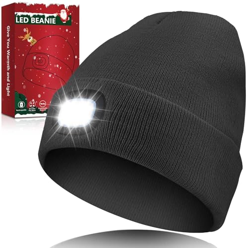LED Beanie with Light Unisex, Gifts for Men Women, Winter Caps - color: Dark Grey