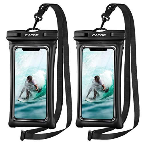 CACOE Floatable Waterproof Phone Pouch 2 Pack Up to 7.0",Black+Black - color: Black+Black