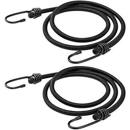 ZHOUBIN 48 inch Black Bungee Cords with Hooks, 2 Pack - color: Black