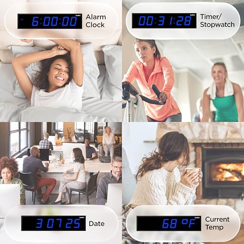 Ivation Oversized Digital Wall Clock with Large LED Display & Timer, 36" - color: Blue, size: 36" Inch