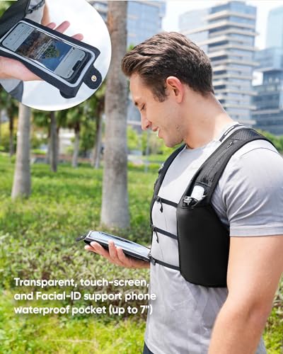 Zelvot Running Vest for Women Men, Touchscreen Phone Pocket - color: Black Camo, size: Medium-Large
