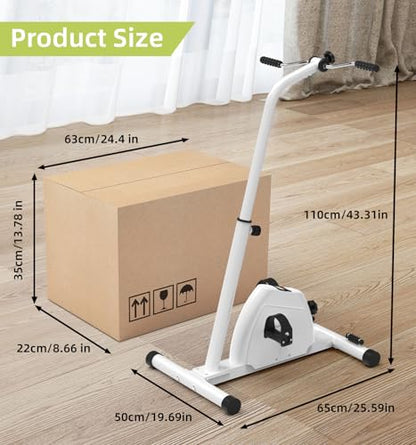 HOMGIM 2-in-1 Pedal Exerciser for Arms & Legs – Adjustable Resistance Sit-Down Bike for Seniors, Stroke Recovery & Physical Therapy – Portable Under Desk Knee Peddler for Home Rehab（White）