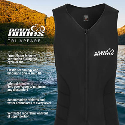 Triathlon Suit Men Racing Tri Cycling Skin Suit Sleeveless - Bonus Race Bib Belt - color: Black, size: Large