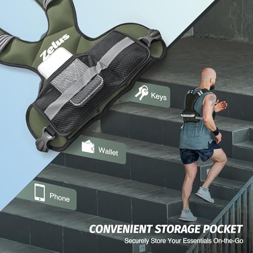 ZELUS Weighted Vest for Men Women,Adjustable 4-32lb Vest, Removable Weights - color: Green, size: 11-20 lb.