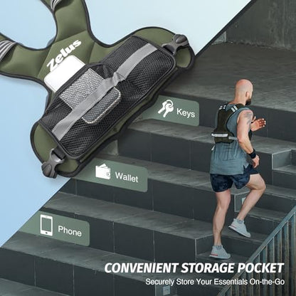 ZELUS Weighted Vest for Men Women,Adjustable 4-32lb Vest, Removable Weights - color: Green, size: 11-20 lb.