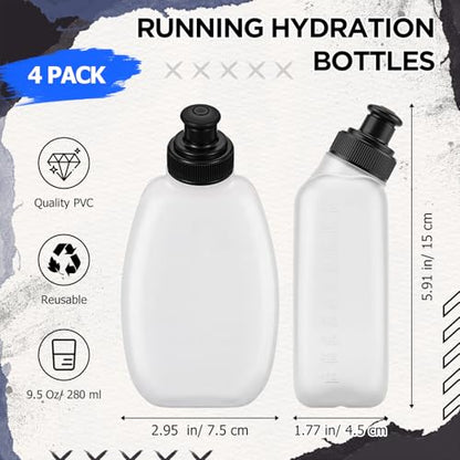 4 Pack 9.5 oz Running Belt Replacement Water Bottles Handheld