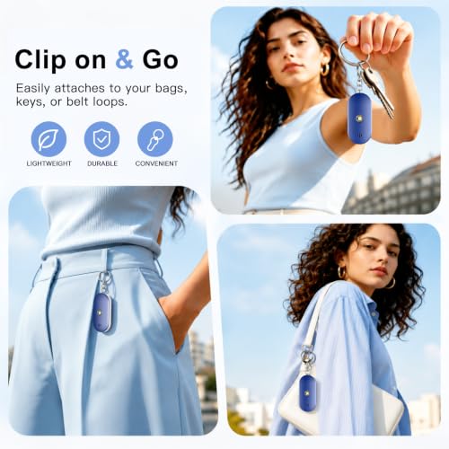 Personal Safety Alarm for Women, 130dB Rechargeable Keychain Alarm with Dual Speakers, LED Strobe Light, Low Power Indicator and USB-C Charging, (Blue) - color: Blue