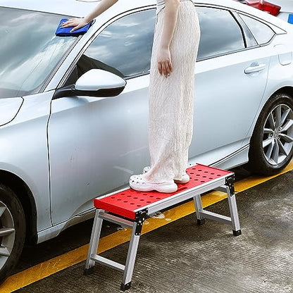 KINGRACK Folding Work Platform, Adjustable Step Ladder with Anti-Slip Feet