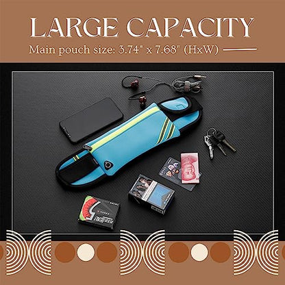 USHAKE Running Belt Fanny Pack for Women & Men, Phone Holder Waist Bag - color: Blue