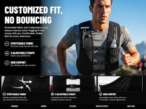 Running Hydration Vest with Phone Holder & 500ml Soft Flask, M/L
