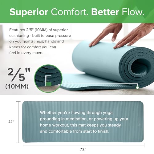 Gaiam Thick Yoga Mat, Exercise & Fitness Mat with Easy-Cinch Carrying Strap - color: Red, size: 2/5" (10MM)