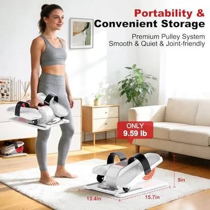 TDH Under Desk Elliptical Machine Leg Exerciser Electric - color: White-Red