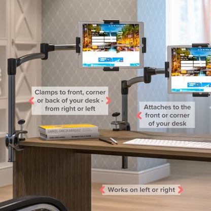 LEVO G2 Clamp-On Tablet Stand, Articulating iPad & Kindle Mount for Desk