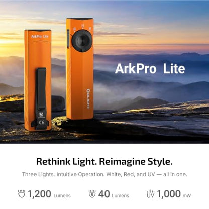 OLIGHT ArkPro Lite EDC Pocket Flashlight Rechargeable with UV Light, Orange - color: Orange