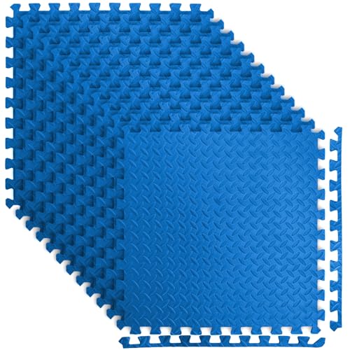 Art3d 48 Sq.Ft Eva Puzzle Exercise Mats, 1/2" Thick Foam Interlocking Tiles for Flooring, Workout, Gym Equipments, Pack of 12, Blue - color: Blue, size: 48 Sq.ft