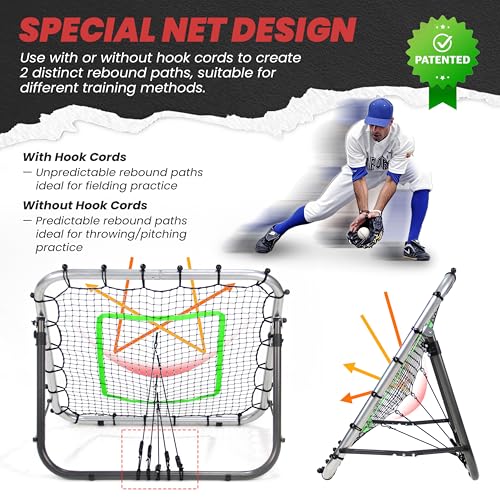 Baseball Rebounder Net 3x3 ft Dual Rebound Modes with Random Bounce Back