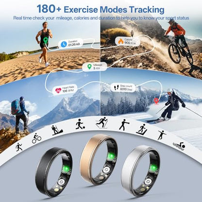 Smart Ring for Women and Men, Fitness Health Tracker Ring - color: Rose Gold, size: 6#