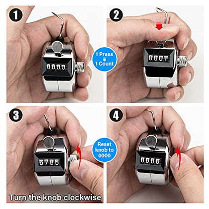 Tally Counter, 4-Digit Clicker Counter, Metal Hand Tally Counters Clicker Pitch Counter for Counting, Knitting, Coaching, Golf, Lap, Fishing - color: A-1Piece