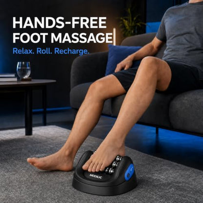 2-in-1 Electric Handheld Massager, Deep Tissue Roller Massager with Hands-Free Massage Base, Rechargeable Muscle Recovery Tool for Feet, Calves, Arms, Neck and Back Relief
