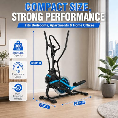 3-in-1 Elliptical Exercise Machine for Home, 15.5-Inch Stride