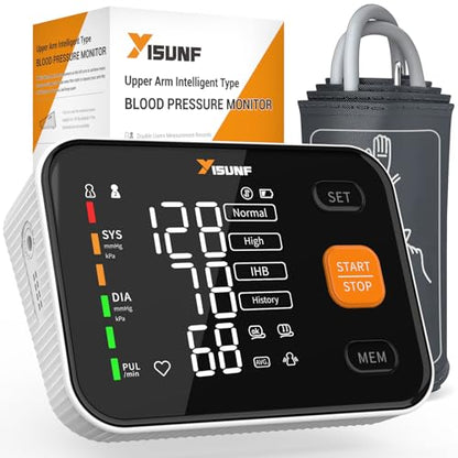 Arm Blood Pressure Monitor, Automatic Digital Blood Pressure Machine for Home Use with Dual User Memory, Adjustable BP Cuff, Unlimited Free Measurement