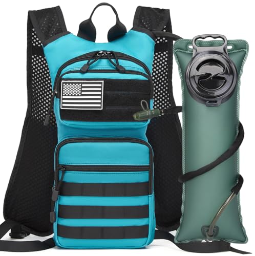 Insulated Hydration Pack Hiking Water Backpack Running Vest with 3L TPU Bladder Bag for Marathon Cycling Men - color: Light Blue T