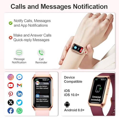 1.47" Smart Sports Watch, 10-Day Battery, IP68 Waterproof - color: Rose Gold-Red