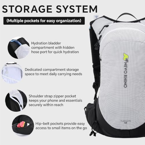 N NEVO RHINO 17L Hydration Backpack, Water Backpack with 500ml Soft Flask - color: White