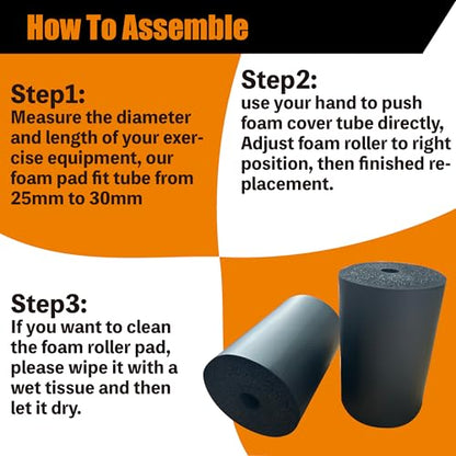 4 Pcs Foam Pad Roller, Foam Roller Pad Replacement for Leg Extension Weight Bench Inversion Table and Home Gym Exercise Equipments, Suitable for 1-inch Rod (7.87"L X 4.72" Od X 1.18" Id)