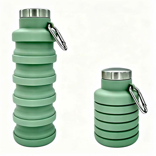 YCT Collapsible Water Bottle 17oz（500ml），Travel Portable Sport Water Bottle，Reusable Silicone Foldable Water Bottles for Gym Camping Hiking (Green) - color: Green