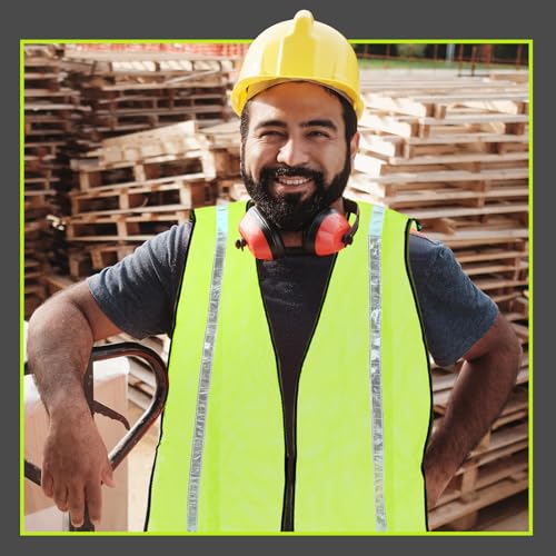 Jecery 20 Packs High Visibility Vest Safety Reflective Hi Visibility Mesh Vest Lightweight Neon Universal Size for Men Work Outdoor (L) - size: Large