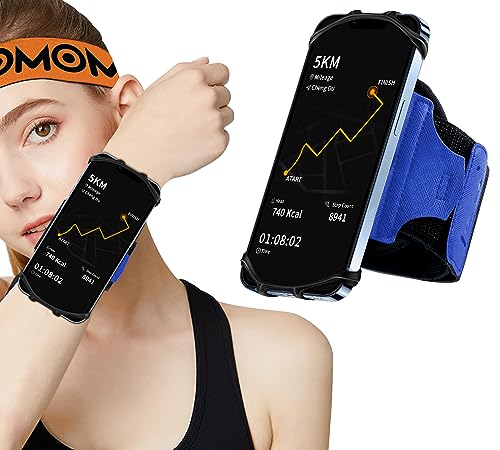 Running Phone Holder Wristband,Forearm Armbands 360° Rotatable & Detachable Compatible with All 4.5-7 inch Phone for iPhone 16/15/14/Pro/ProMax/13/12/11/mini/Pro Max/XS/XR,for Workout Cycling - color: Blue