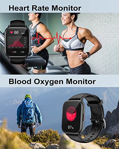 RUIMEN Smart Watches for Men Women (Answer/Make Call, 2 Bands), 1.8", Black - color: Black