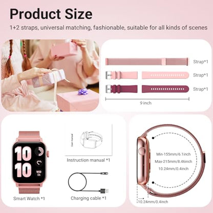 Trendia Smart Watches for Women, 1.83'' HD Fitness Tracker with Answer/Make Calls, Heart Rate/Sleep/SpO2 Monitor, 120+ Sport Modes, IP68 Waterproof, Compatible iPhone/Android Rose Pink - color: Rose Pink