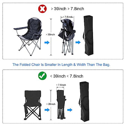 PATIKIL 39 Inch Camp Chair Replacement Bag, Nylon Foldable Carrying Bag Large Zippered Bag with Shoulder Strap for Camping Travel, Black - size: 39 Inch