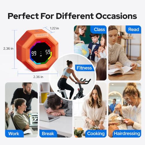 Visual Timer for Kids Kitchen Timer Pomodoro Magnetic Visual Countdown - color: Orange