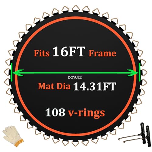 Trampoline Mat Replacement-Fits 16FT Frame with 108 Rings Fits 6.5-7.0" Springs-Mat Diameter 14.3ft (172inch), Not Include Spring and Frame