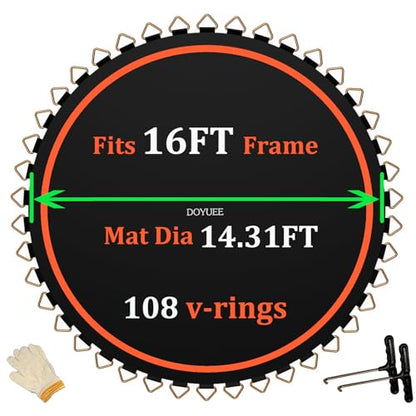 Trampoline Mat Replacement-Fits 16FT Frame with 108 Rings Fits 6.5-7.0" Springs-Mat Diameter 14.3ft (172inch), Not Include Spring and Frame