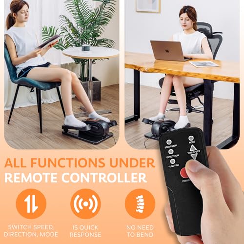 Under Desk Elliptical Exercise Machine, Electric Leg Exerciser with 12 Speeds, Forward & Reverse Modes,Quiet Compact Seated Pedal Stepper Machine with Remote Control for Seniors & Adults - color: Black