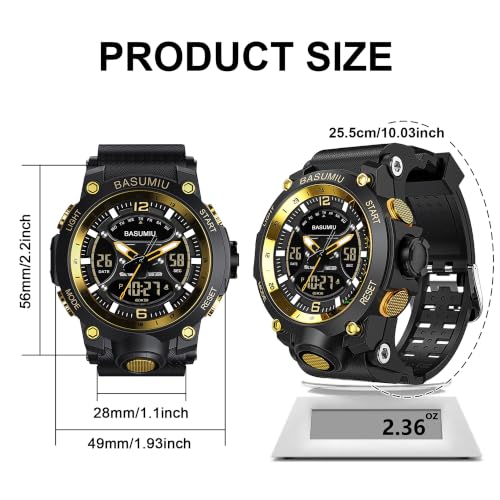 Military Digital Watches for Men Waterproof Work Mens Watch Sports - color: J-Gold3