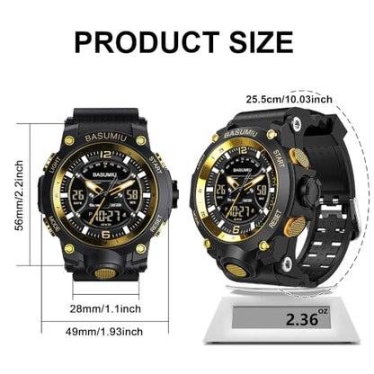 Military Digital Watches for Men Waterproof Work Mens Watch Sports - color: J-Gold3