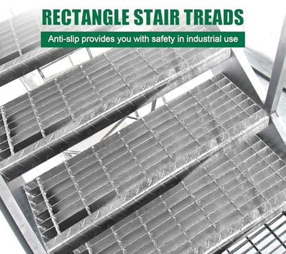 31.5x9.4in. Galvanized Steel Stair Tread - size: 31.5x9.4in, style: Galvanized Steel-1 Pack