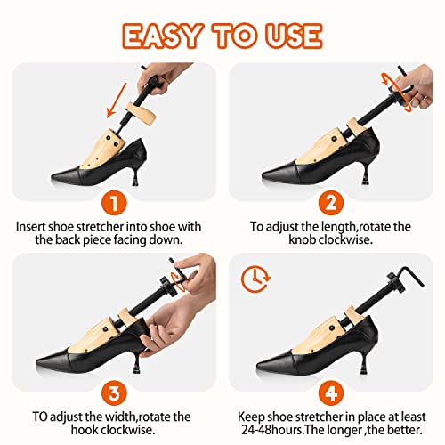 WEST LIGHT Shoe Stretcher Women，2-Way Wood Shoe Stretcher Shoe Tree for Wide Feet, Loosen Tight Shoes Women’s Size 5.5-10