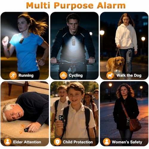 Personal Safety Alarm, Rechargeable 150dB Strobe Siren - color: Black