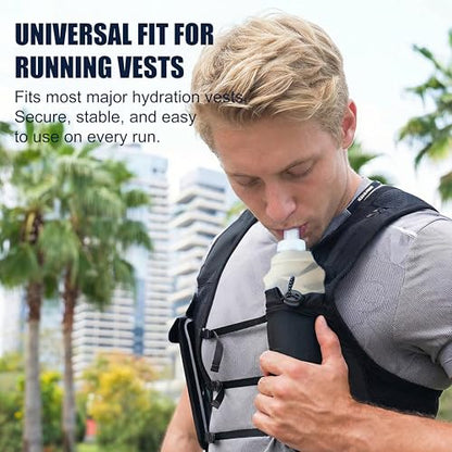 Richboyz 500ml Running Soft Flask: Leakproof TPU Hydration Bottle for Trail Runners & Cyclists & Hikers – Lightweight & BPA-Free Folding Water Bottle (White Eagle)