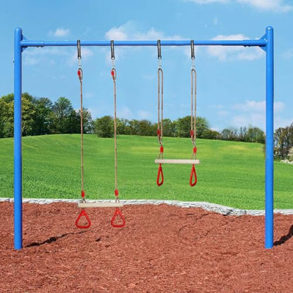 Trapeze Swing Bar with Rings, Wooden Trapeze Swing Bar for Indoor/Outdoor - color: Red