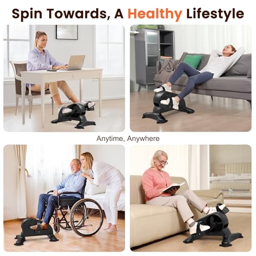 LifeOG Pedal Exerciser Under Desk Bike-Mini Exercise Bike for Seniors & Physical Therapy with 12 Speed Adjustable, Remote Control & LCD Display