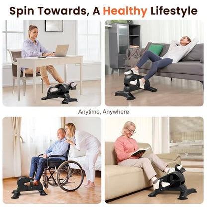 LifeOG Pedal Exerciser Under Desk Bike-Mini Exercise Bike for Seniors & Physical Therapy with 12 Speed Adjustable, Remote Control & LCD Display
